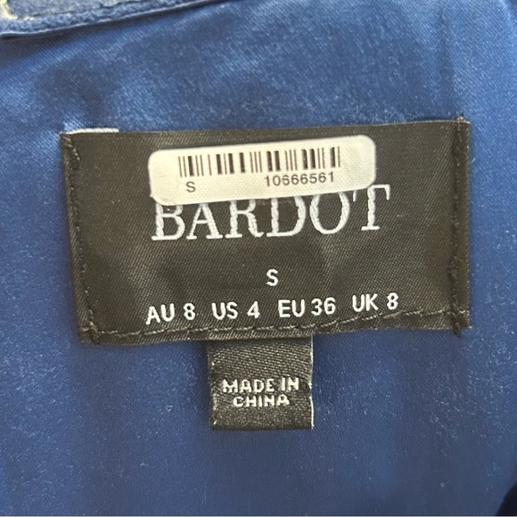 BARDOT Everlasting Velour Gown Elegant Blue Strapless Evening Dress Sz S/4 - Picture 15 of 17